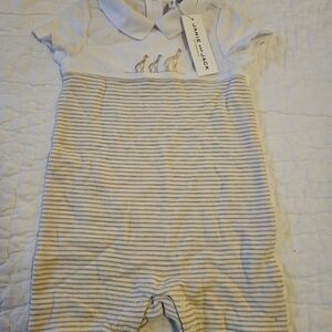 Janie and Jack White Polo with Giraffe Embroidery